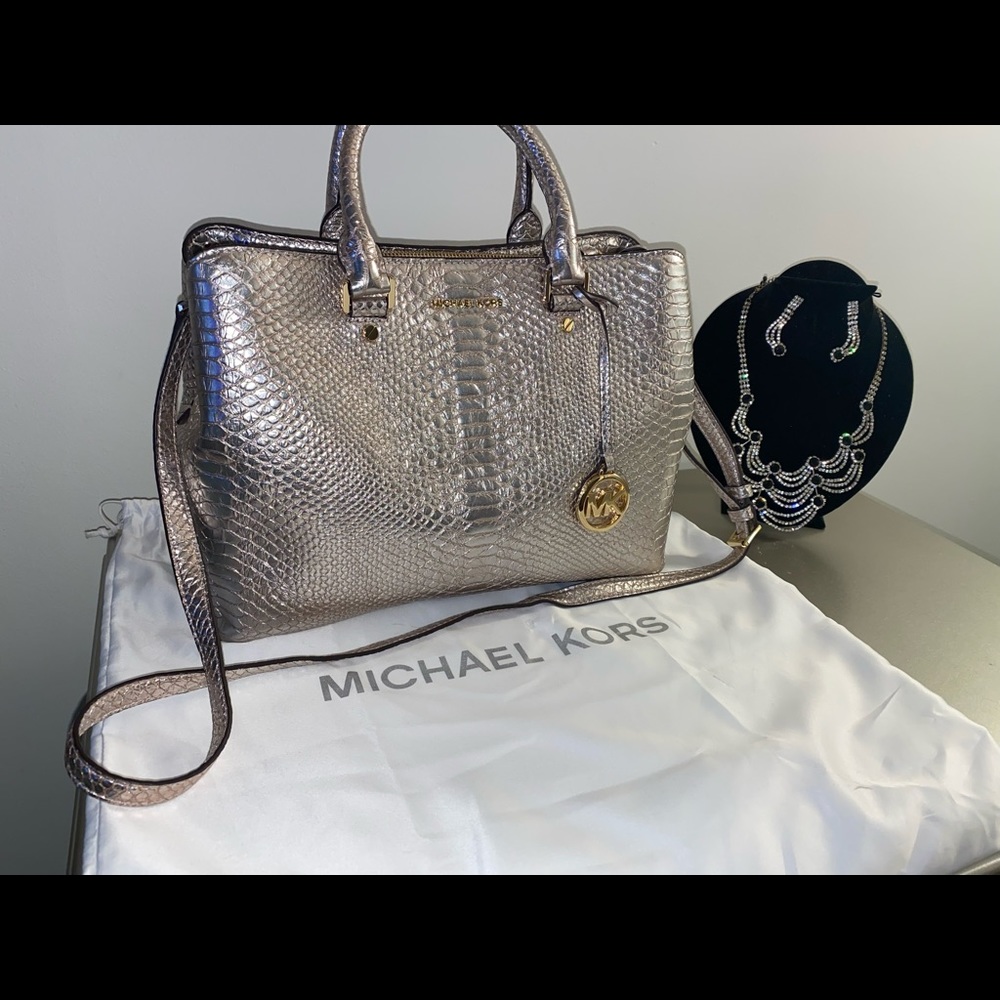 Michael Kors Python Pattern-embossed Leather Satchel